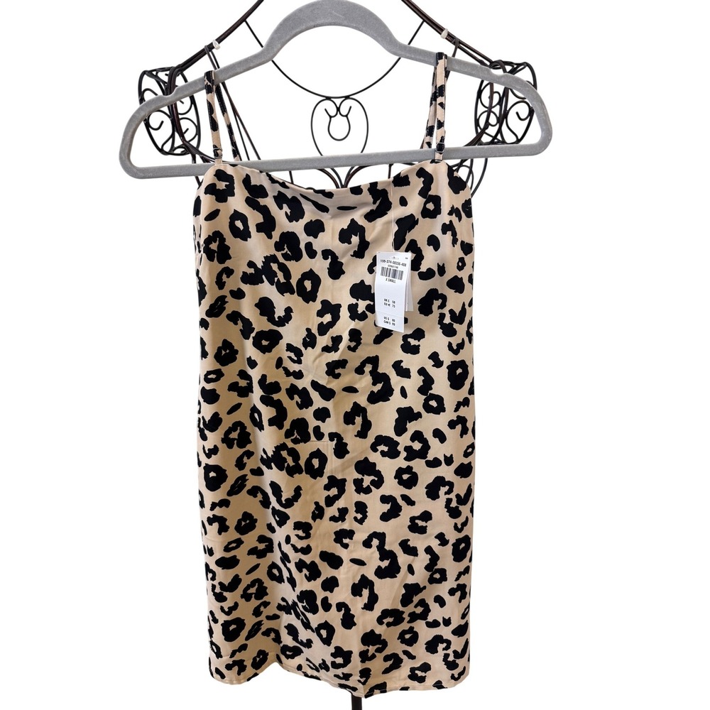 NWT Abercrombie & Fitch Mini Slip Dress Y2K ins Leopard Babydoll Spaghetti strap